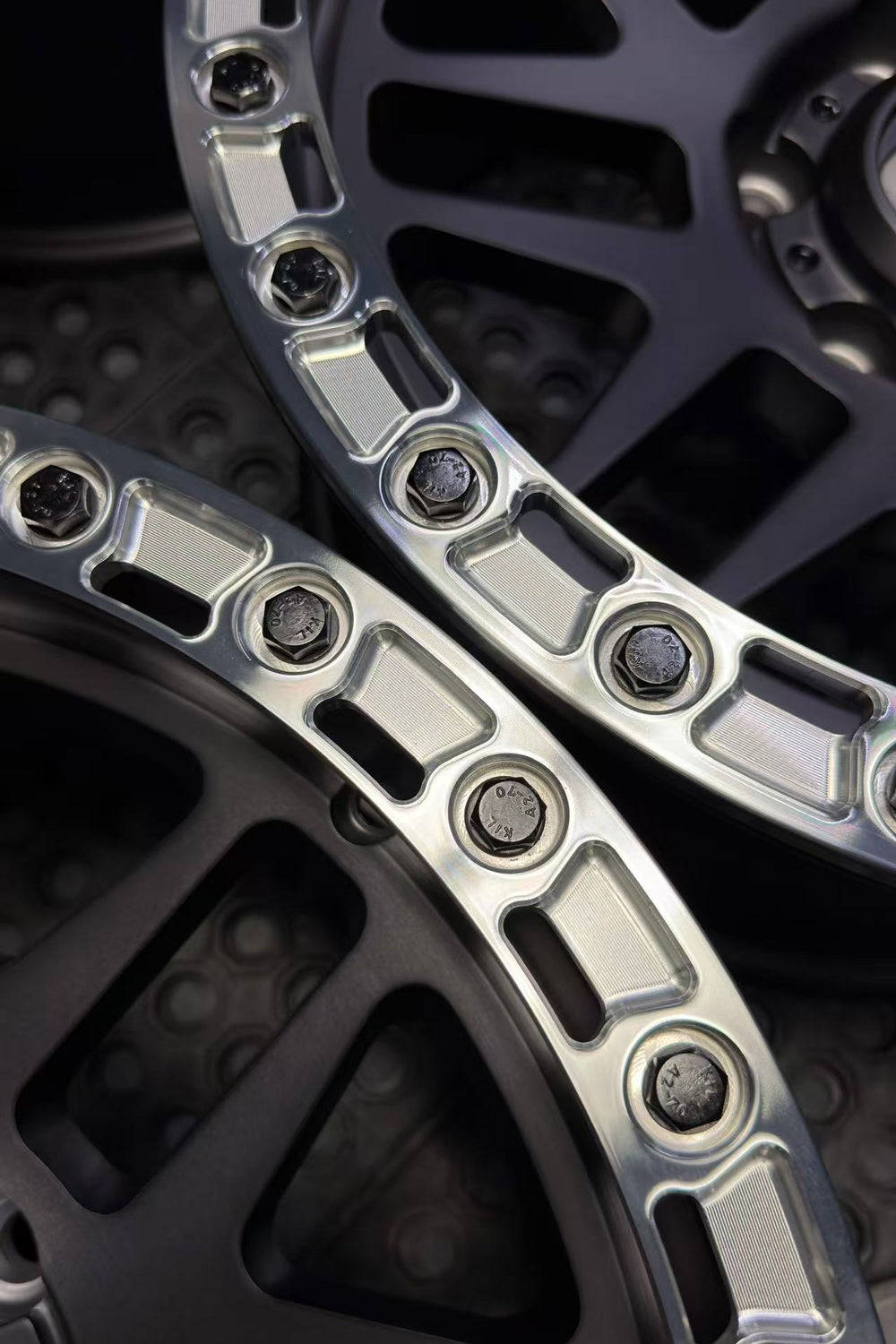 (Set of 4) FR-01R | 6061-T6 Forged | Simulated Beadlock w/ Removable Rings | Matte Brushed Double Black, Machined Clear Rings (6x135 | 17x8.5, 0mm Offset)