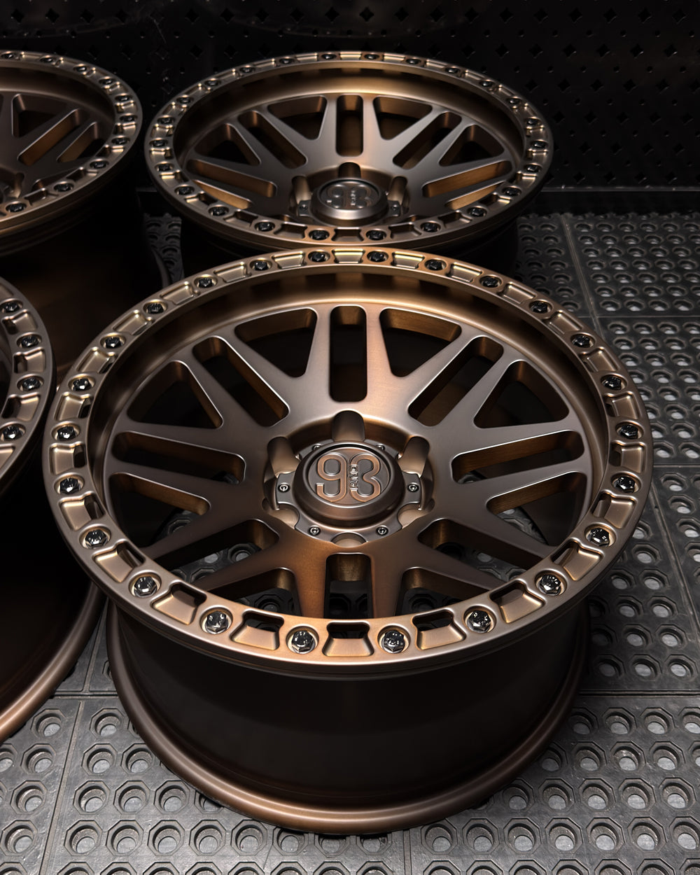 (Set of 4) FR-01R | 6061-T6 Forged | Simulated Beadlock w/ Removable Rings | Matte Brushed Triple Bronze (6x139.7 | 18x9, -12mm Offset)