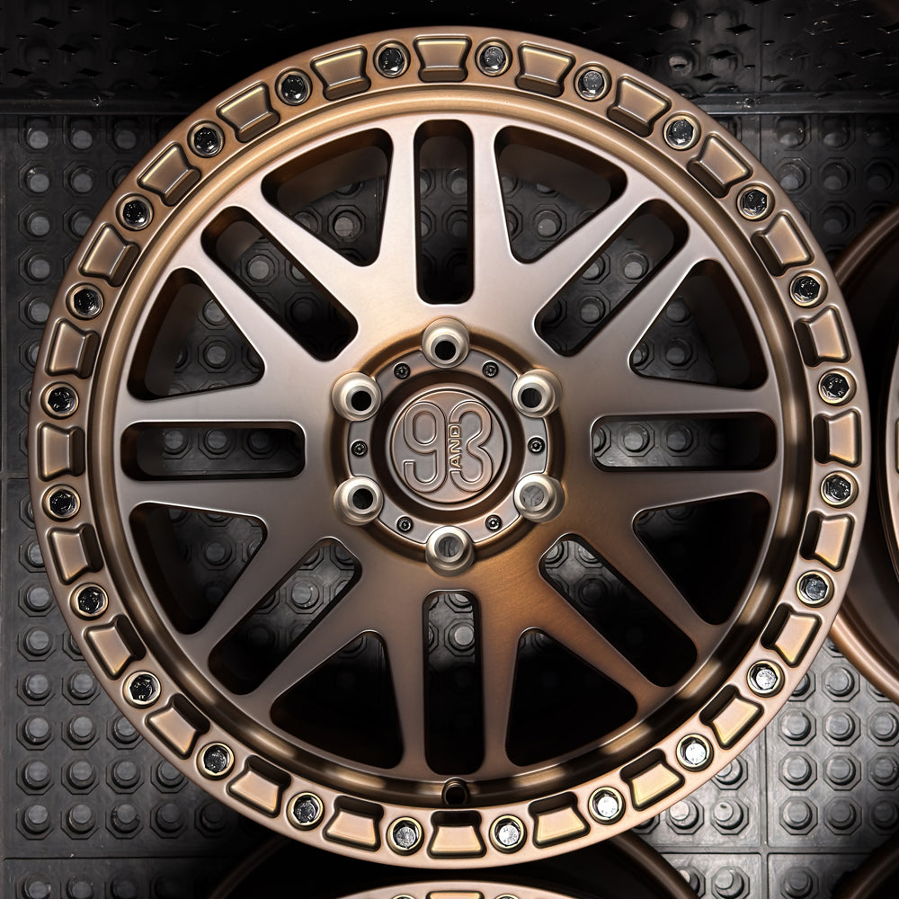(Set of 4) FR-01R | 6061-T6 Forged | Simulated Beadlock w/ Removable Rings | Matte Brushed Triple Bronze (6x139.7 | 18x9, -12mm Offset)