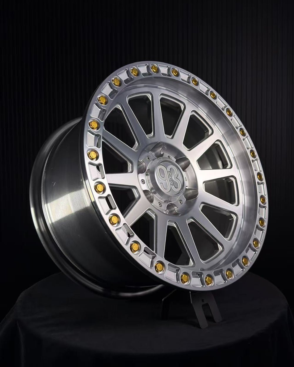 (Set of 4) FR-10R | 6061-T6 Forged | Simulated Beadlock w/ Removable Rings | Machined Clear, Machined Clear Rings (6x135 | 17x8.5, 0mm Offset)