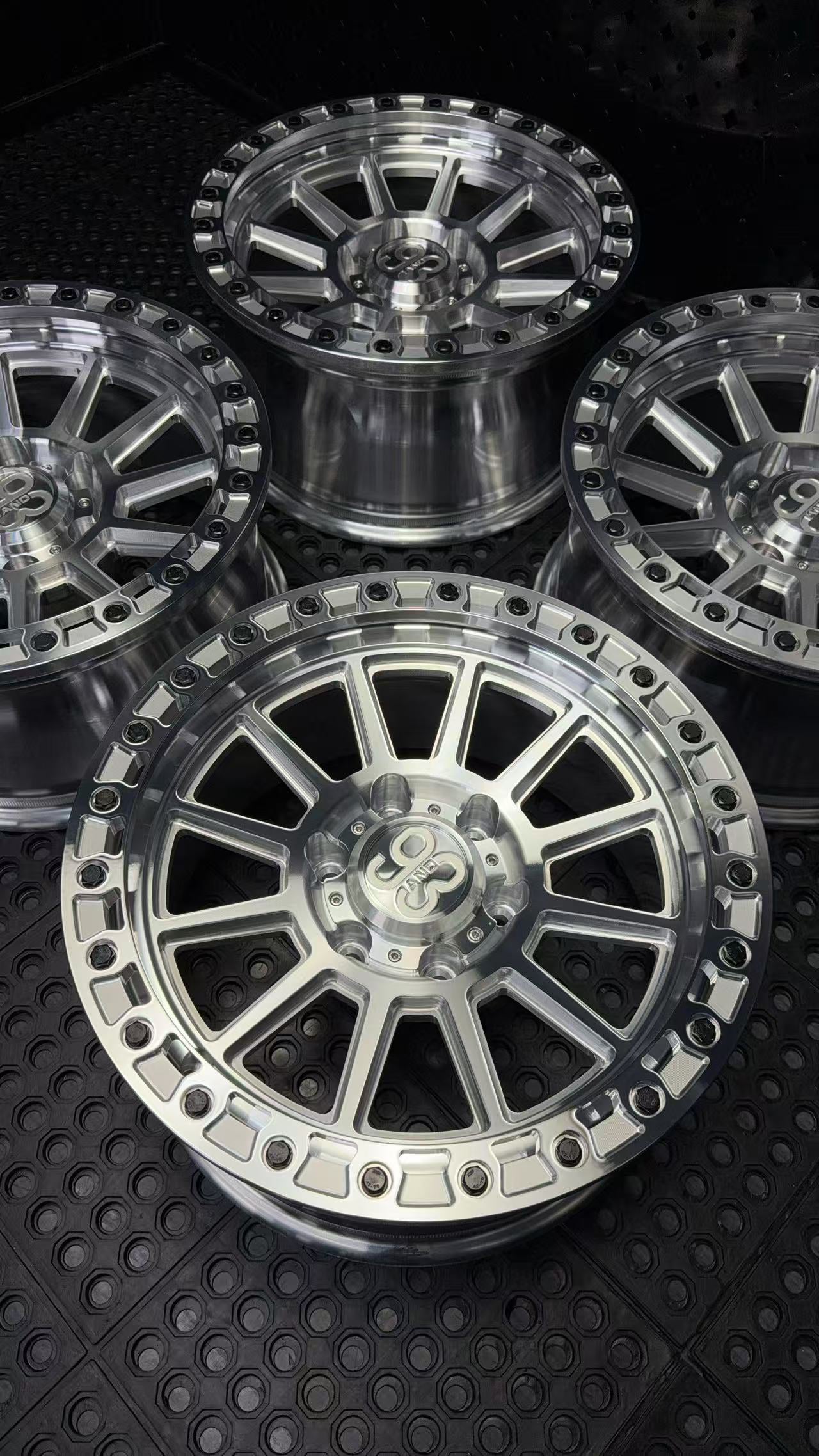 (Set of 4) FR-11 | 6061-T6 Forged | Simulated Beadlock | Machined Clear (6x135 | 17x8.5, 0mm Offset)