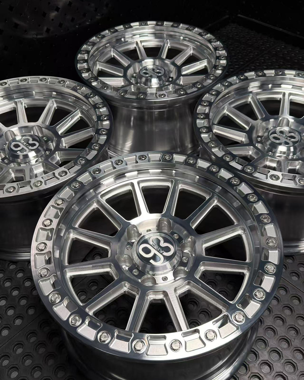 (Set of 4) FR-11 | 6061-T6 Forged | Simulated Beadlock | Machined Clear w/ Stainless Lip Bolts (6x135 | 17x8.5, 0mm Offset)