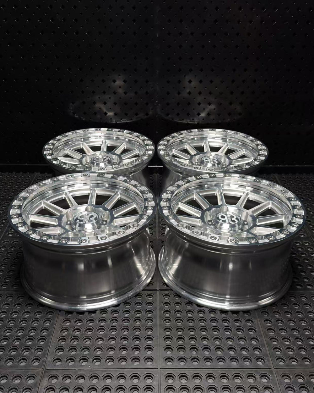 (Set of 4) FR-11 | 6061-T6 Forged | Simulated Beadlock | Machined Clear w/ Stainless Lip Bolts (6x135 | 17x8.5, 0mm Offset)