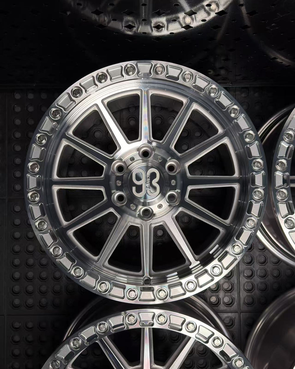 (Set of 4) FR-11R | 6061-T6 Forged | Simulated Beadlock | Machined Clear w/ Machined Clear Slotted Rings and Stainless Lip Bolts (6x135 | 17x9, 0mm Offset)