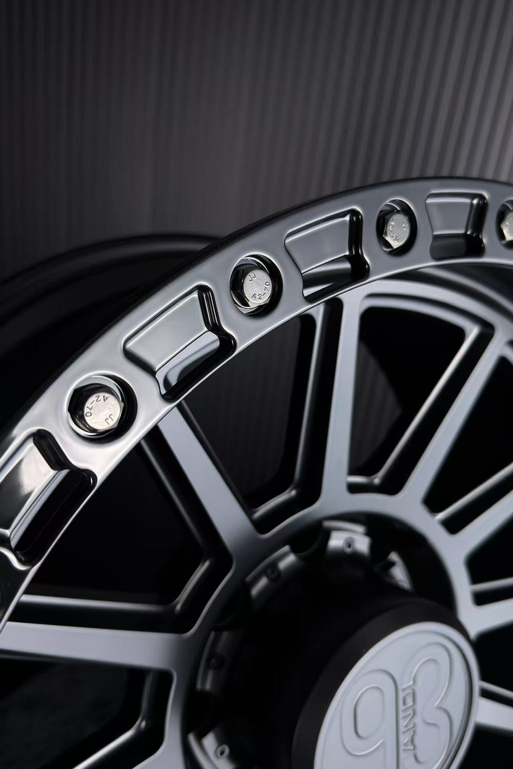 (Set of 4) FR-11R | 6061-T6 Forged | Simulated Beadlock w/ Removable Rings | Matte Black, Gloss Black Slotted Rings, Black Lip Bolts (8x170 | 20x10, -18mm Offset)