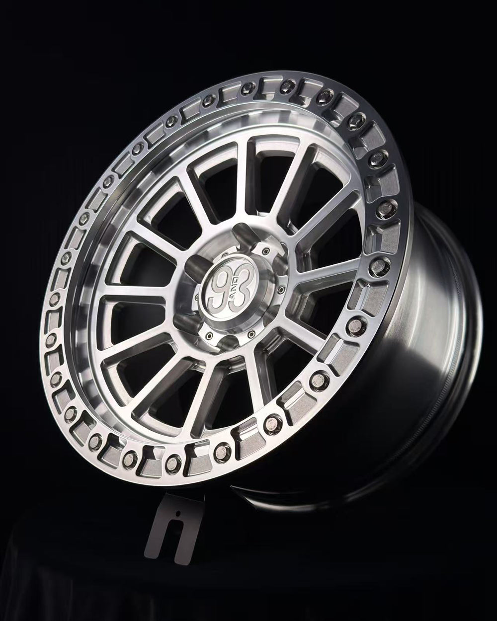 (Set of 4) FR-13 | 6061-T6 Forged | Simulated Beadlock | Machined Clear (6x135 | 17x8.5, 0mm Offset)