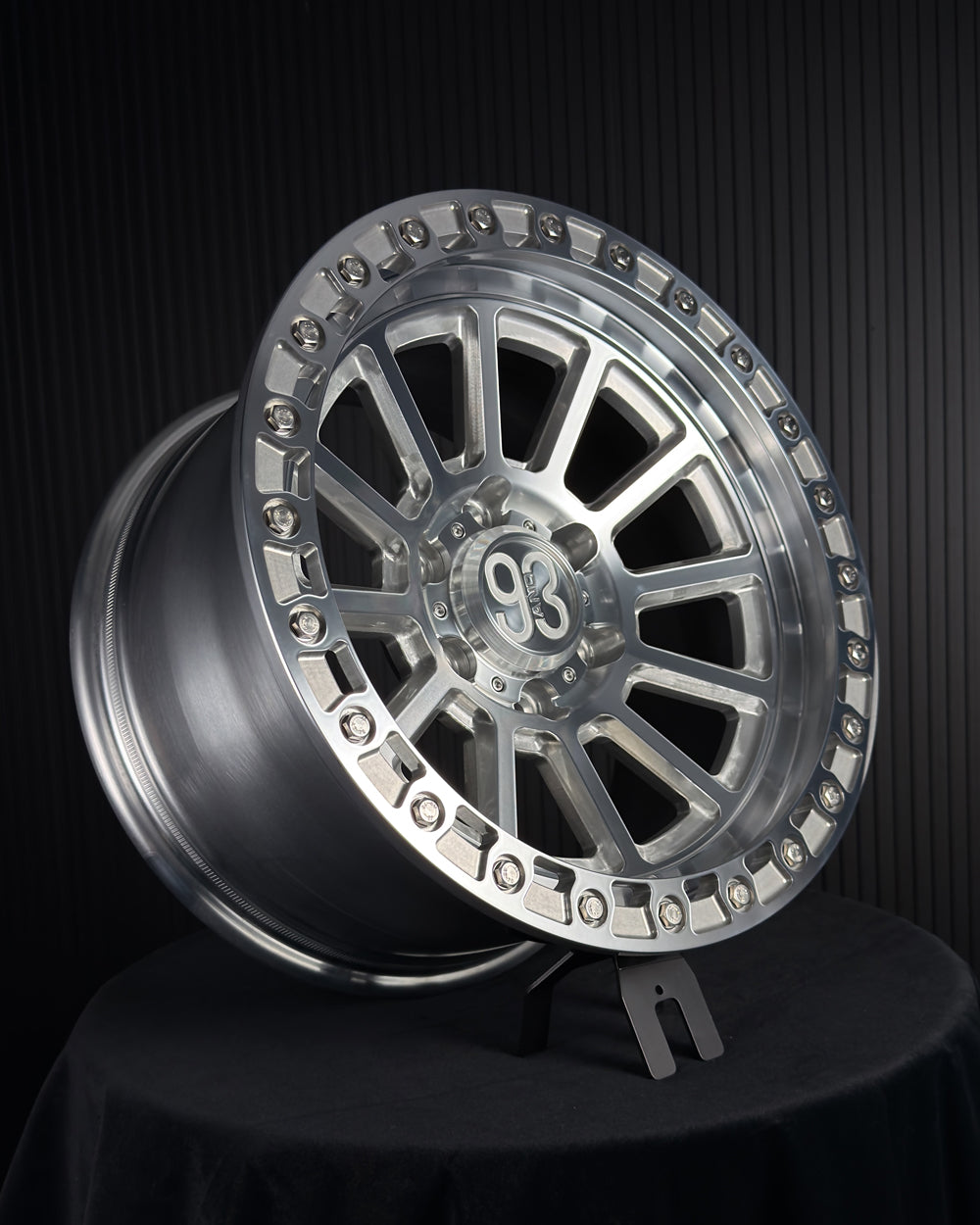 (Set of 4) FR-13 | 6061-T6 Forged | Simulated Beadlock | Machined Clear, Stainless Lip Bolts (6x135 | 17x9, 0mm Offset)
