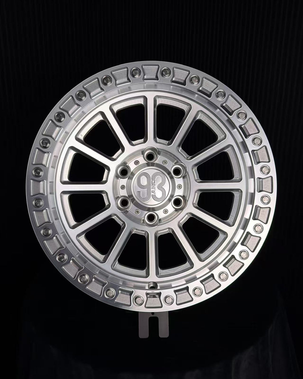 (Set of 4) FR-13 | 6061-T6 Forged | Simulated Beadlock | Machined Clear (6x135 | 17x8.5, 0mm Offset)