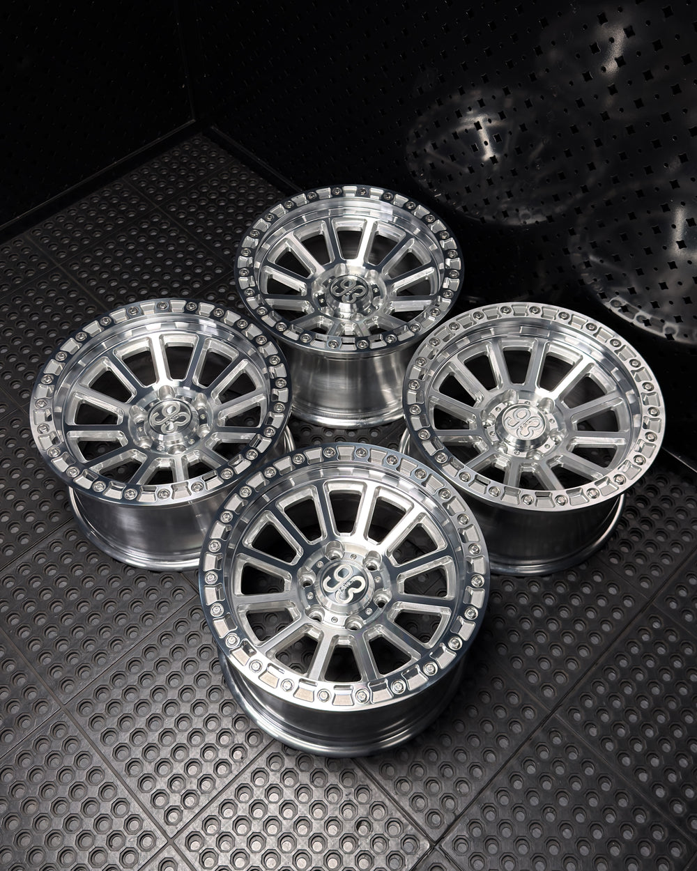 (Set of 4) FR-13 | 6061-T6 Forged | Simulated Beadlock | Machined Clear, Stainless Lip Bolts (6x135 | 17x9, 0mm Offset)
