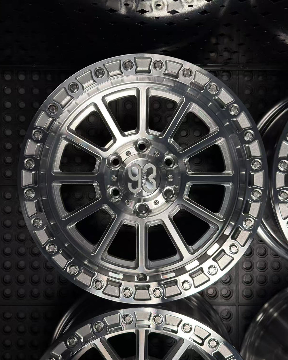 (Set of 4) FR-13 | 6061-T6 Forged | Simulated Beadlock | Machined Clear (6x135 | 17x8.5, 0mm Offset)