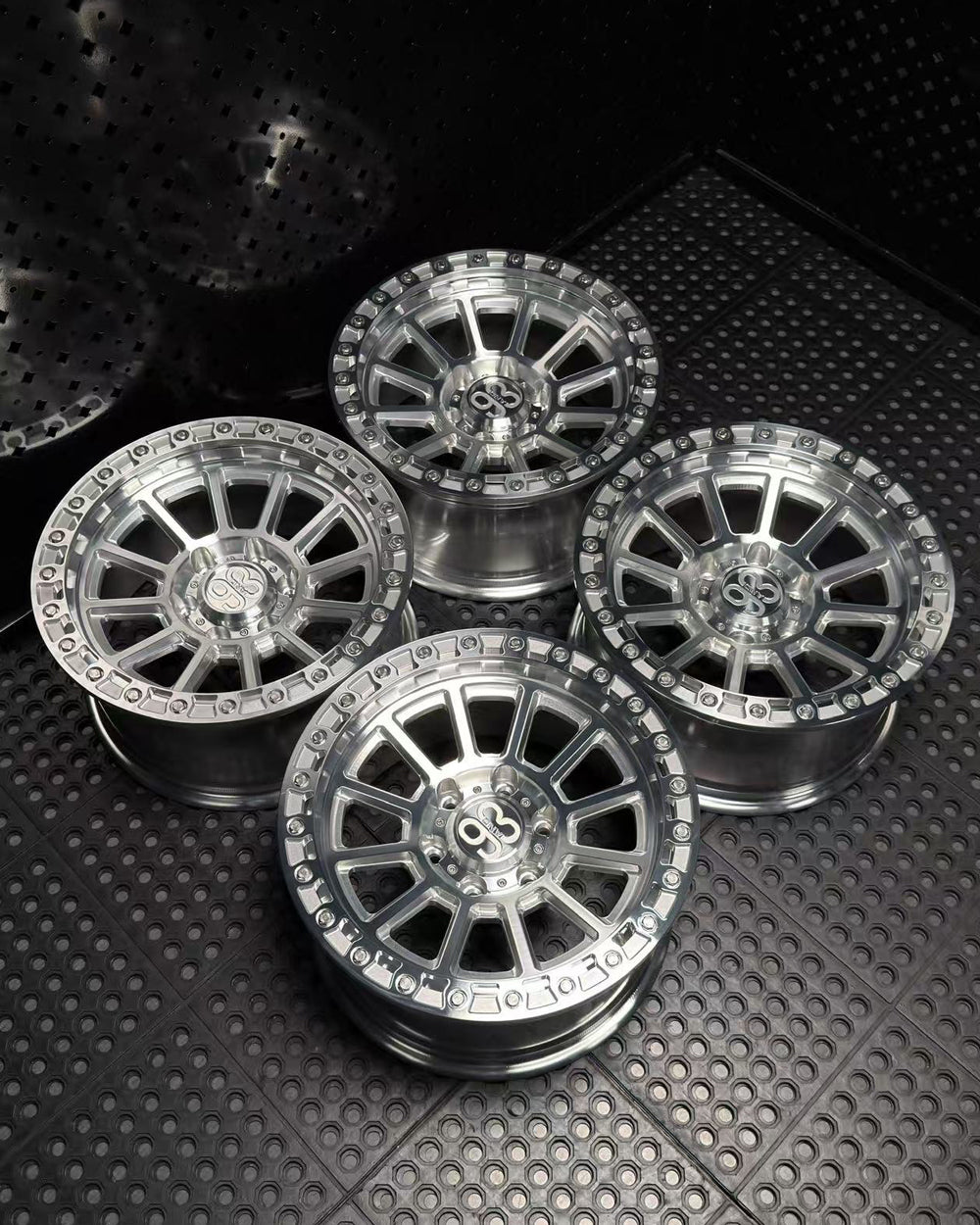 (Set of 4) FR-13 | 6061-T6 Forged | Simulated Beadlock | Machined Clear (6x135 | 17x8.5, 0mm Offset)