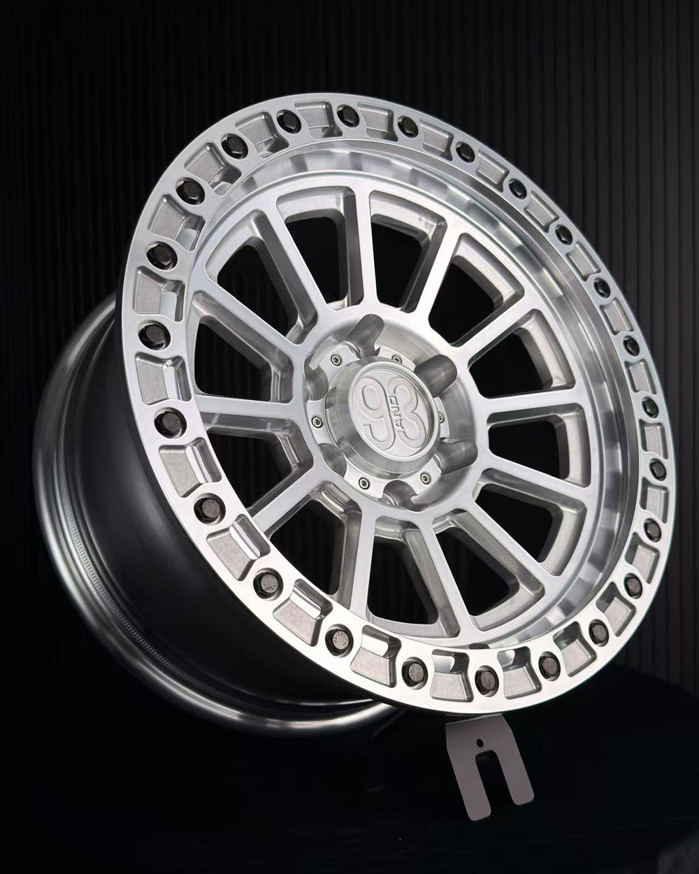 (Set of 4) FR-13 | 6061-T6 Forged | Simulated Beadlock | Machined Clear (6x135 | 17x8.5, 0mm Offset)