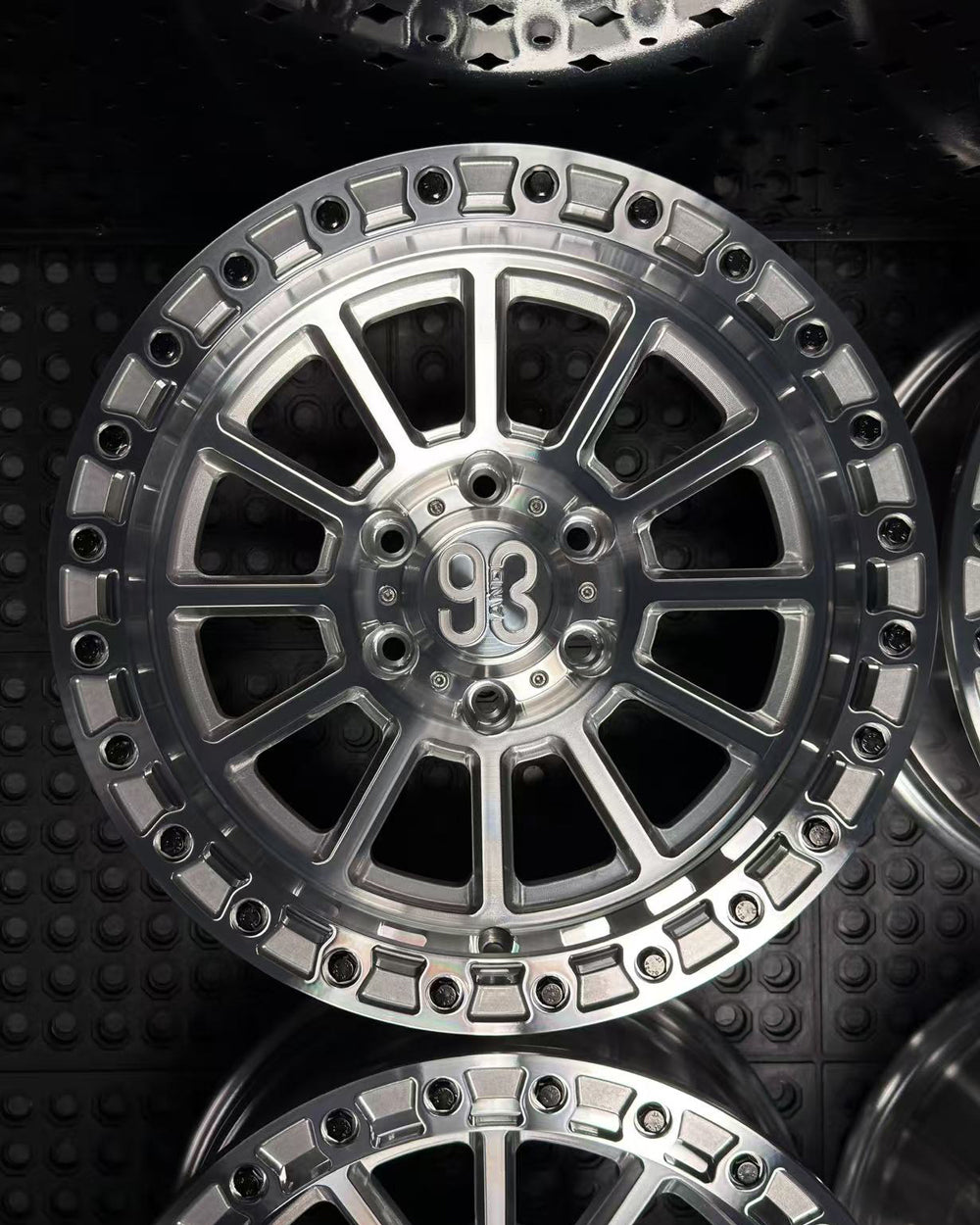 (Set of 4) FR-13 | 6061-T6 Forged | Simulated Beadlock | Machined Clear (6x135 | 17x8.5, 0mm Offset)