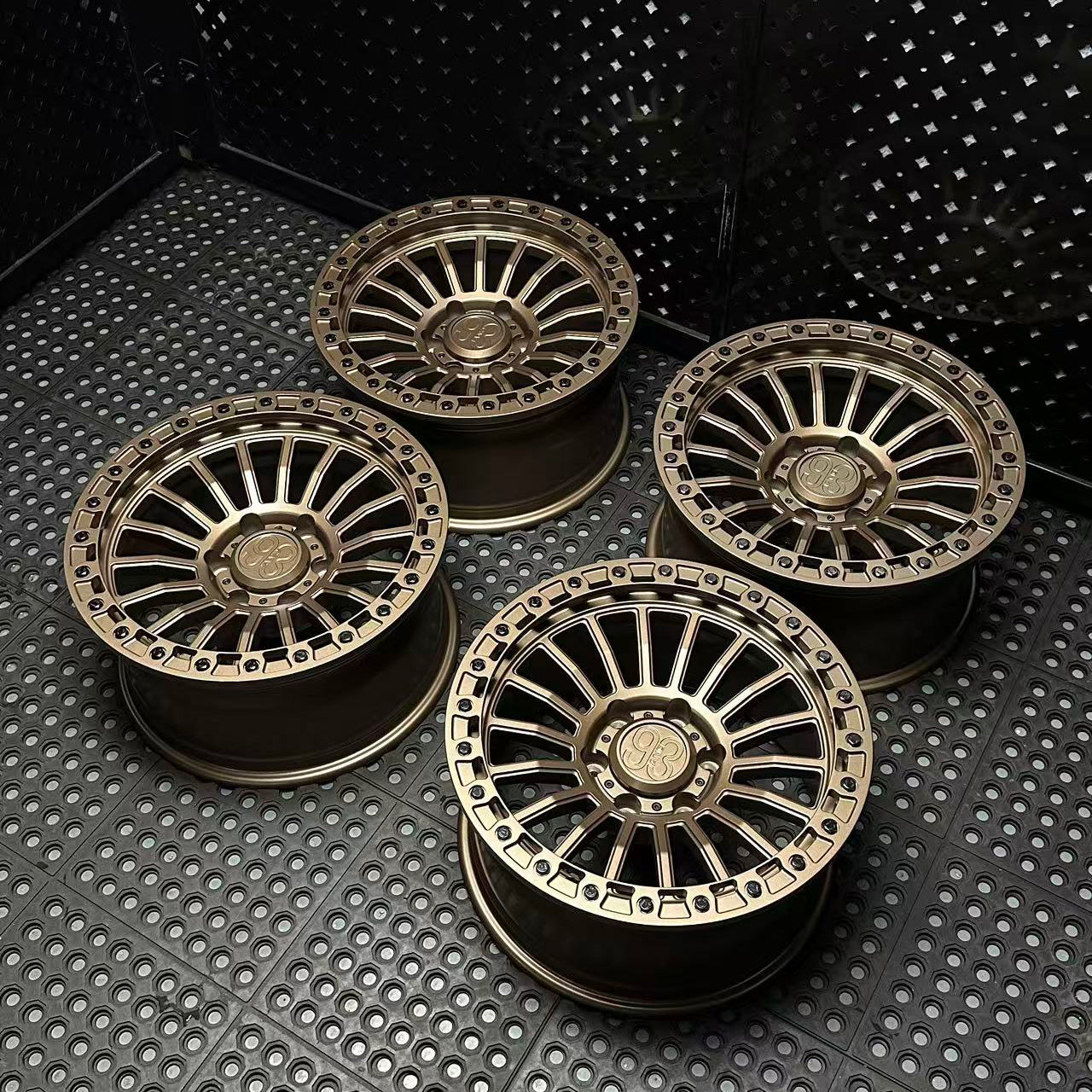(Set of 4) FR-18 | 6061-T6 Forged | Simulated Beadlock | Satin Bronze (6x135 | 17x8.5, 0mm Offset)