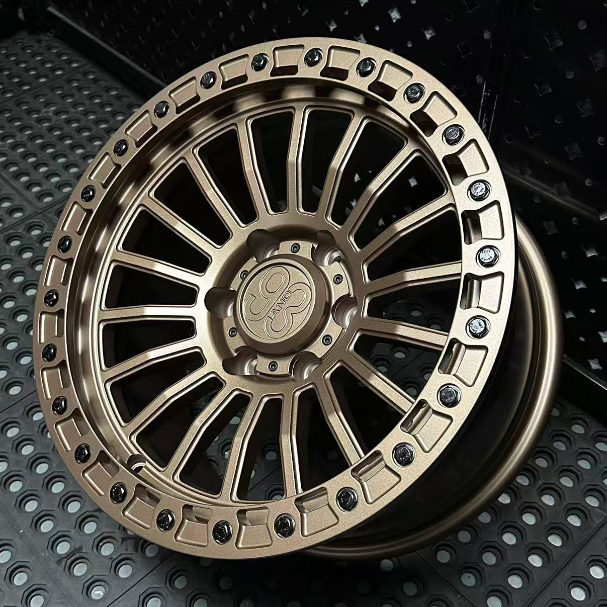 (Set of 4) FR-18 | 6061-T6 Forged | Simulated Beadlock | Satin Bronze (6x135 | 17x8.5, 0mm Offset)
