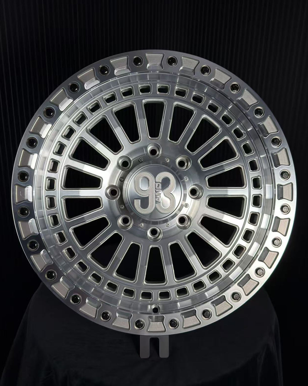 (Set of 4) FR-19 | 6061-T6 Forged | Simulated Beadlock | Machined Clear, Black Lip Bolts (8x180 | 20x9, 0mm Offset)