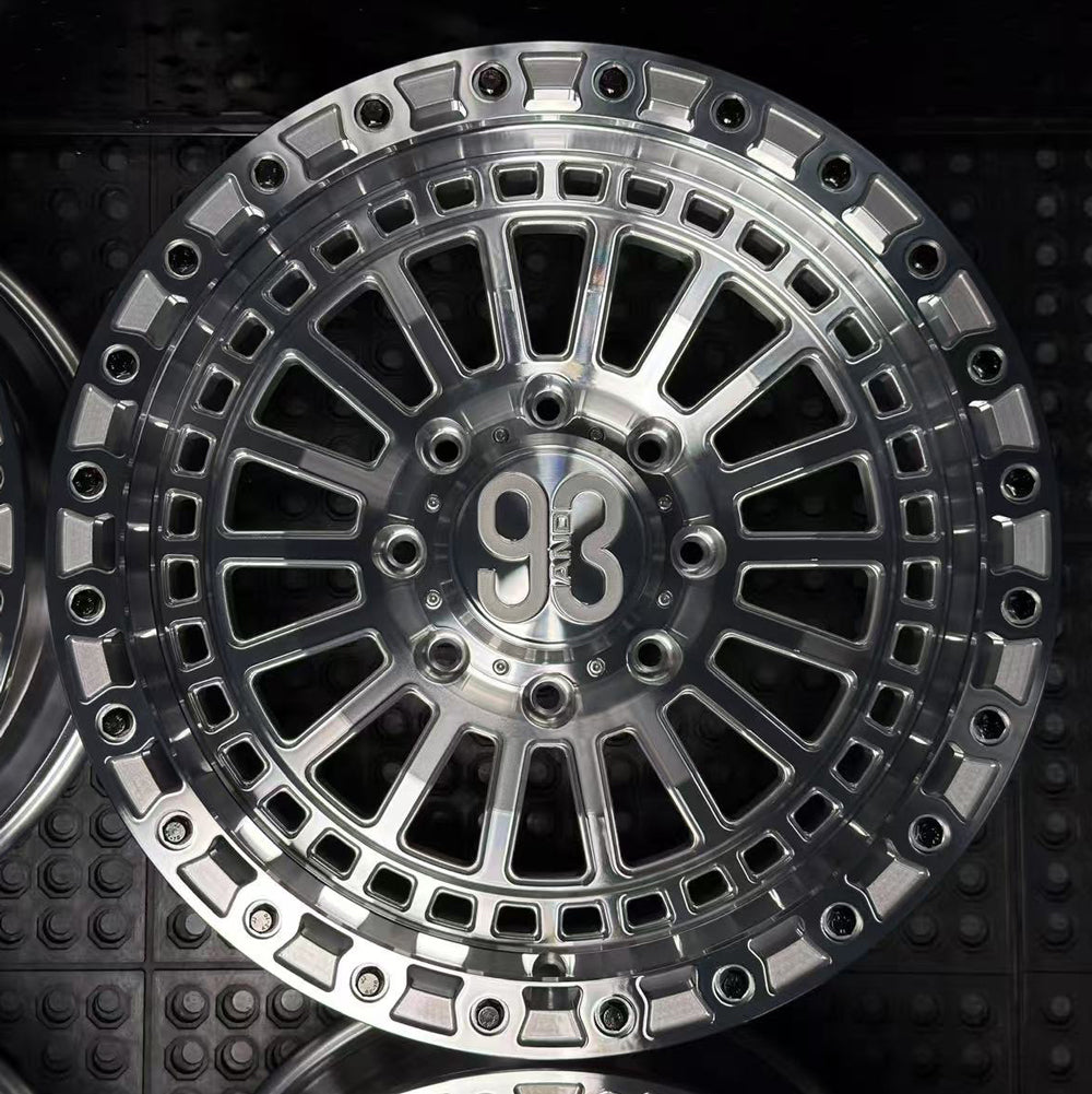 (Set of 4) FR-19 | 6061-T6 Forged | Simulated Beadlock | Machined Clear, Black Lip Bolts (8x180 | 20x9, 0mm Offset)