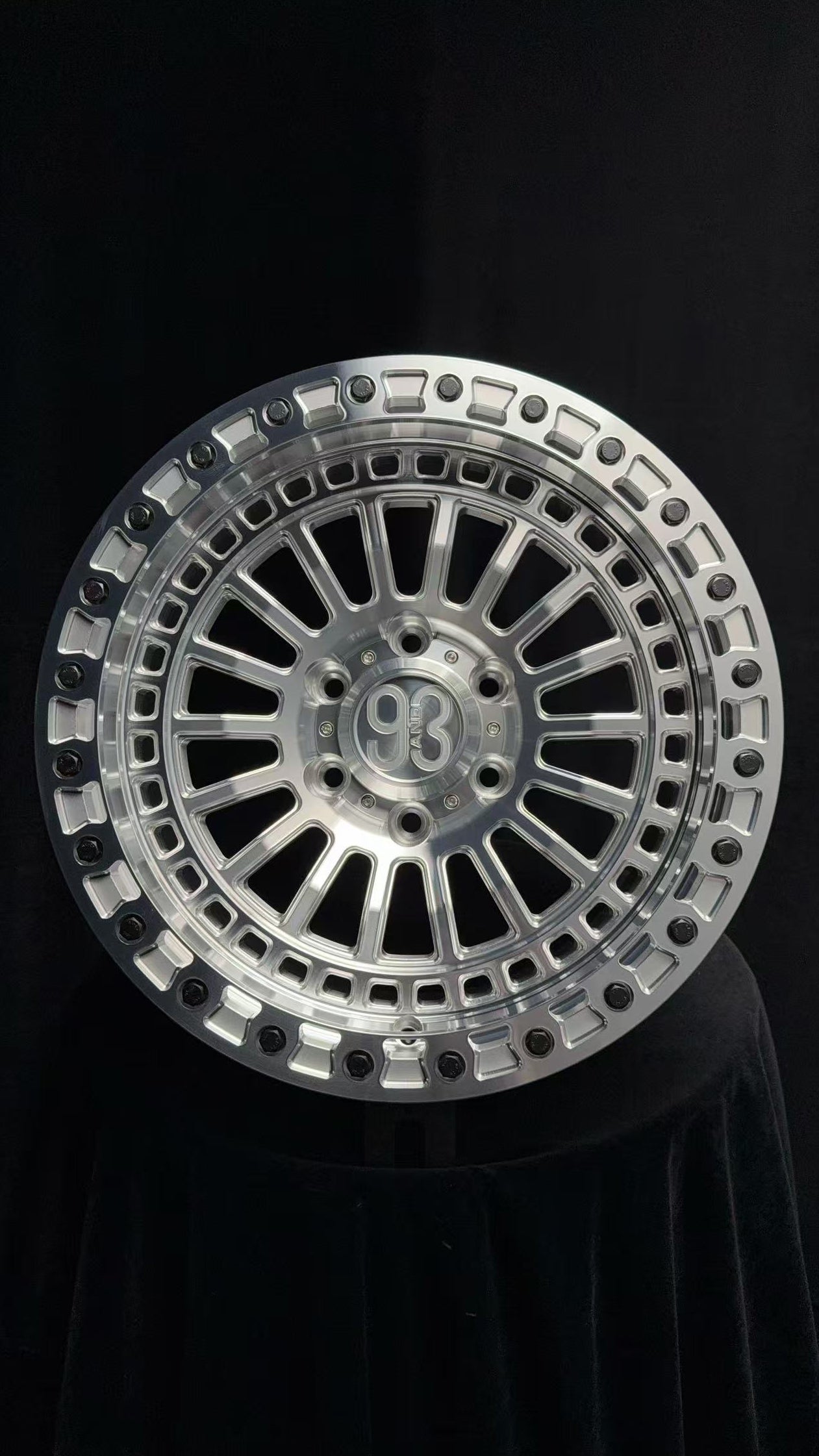 (Set of 4) FR-19 | 6061-T6 Forged | Simulated Beadlock | Machined Clear (6x135 | 17x8.5, 0mm Offset)