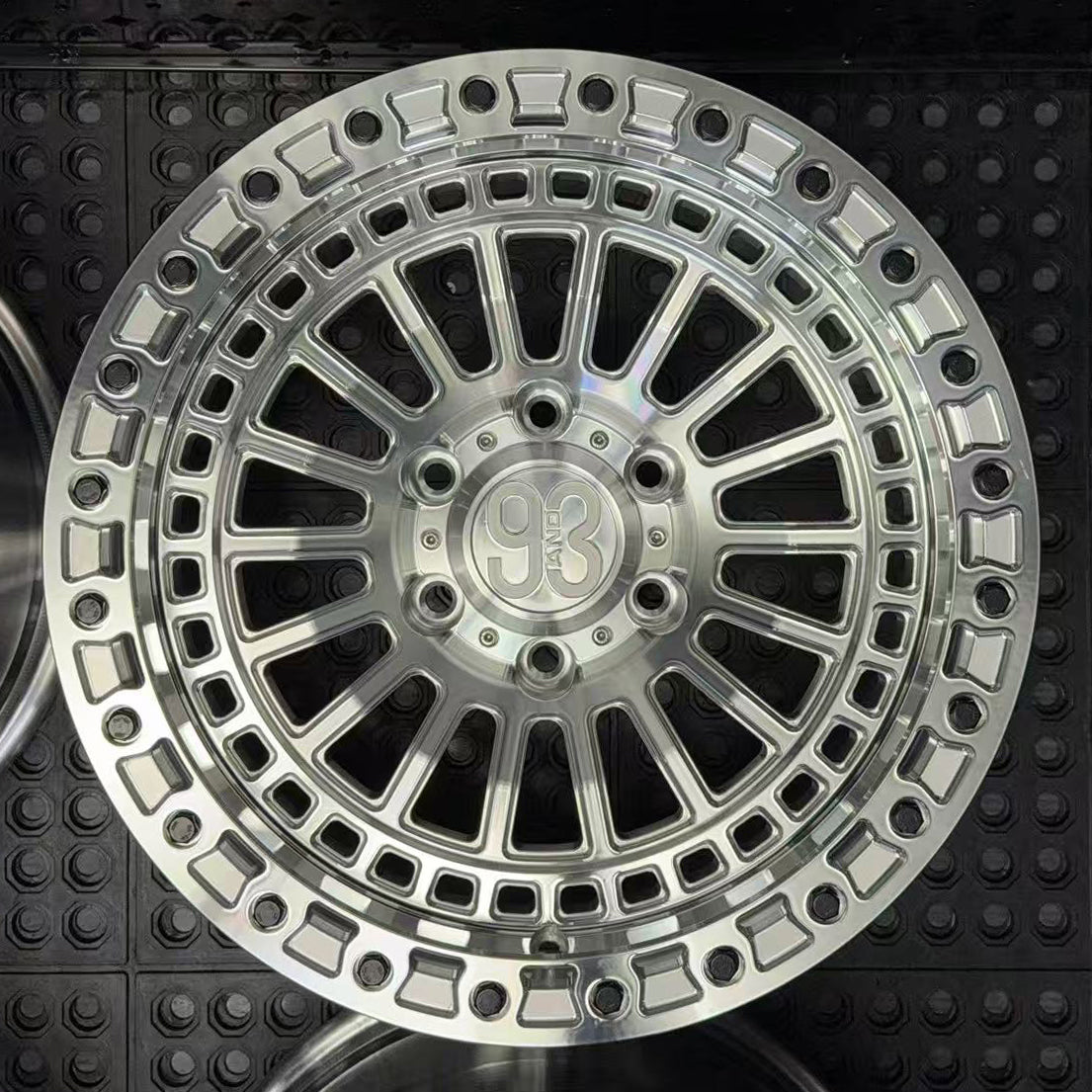 (Set of 4) FR-19 | 6061-T6 Forged | Simulated Beadlock | Machined Clear (6x135 | 17x8.5, 0mm Offset)