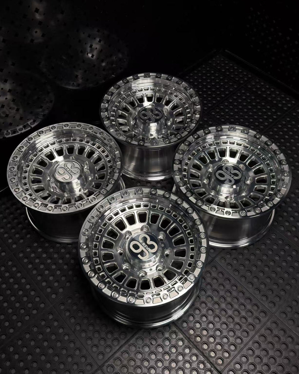 (Set of 4) FR-19 | 6061-T6 Forged | Simulated Beadlock | Machined Clear with Stainless Lip Bolts (8x180 | 17x9, 0mm Offset)