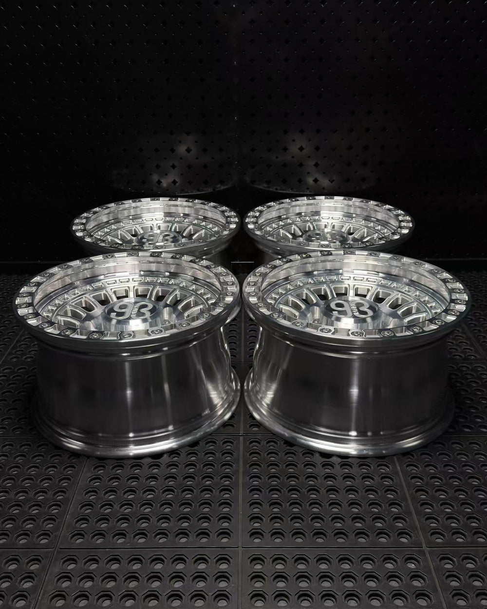 (Set of 4) FR-19 | 6061-T6 Forged | Simulated Beadlock | Machined Clear with Stainless Lip Bolts (8x180 | 17x9, 0mm Offset)