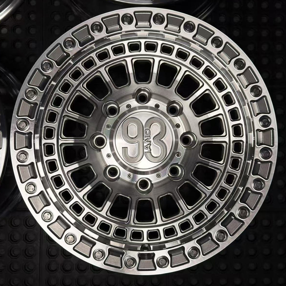 (Set of 4) FR-19 | 6061-T6 Forged | Simulated Beadlock | Machined Clear with Stainless Lip Bolts (8x180 | 17x9, 0mm Offset)