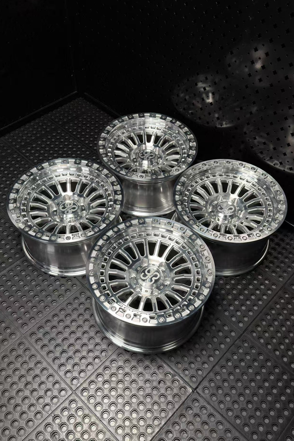 (Set of 4) FR-19 | 6061-T6 Forged | Simulated Beadlock | Machined Clear with Stainless Lip Bolts (6x135 | 17x8.5, 0mm Offset)