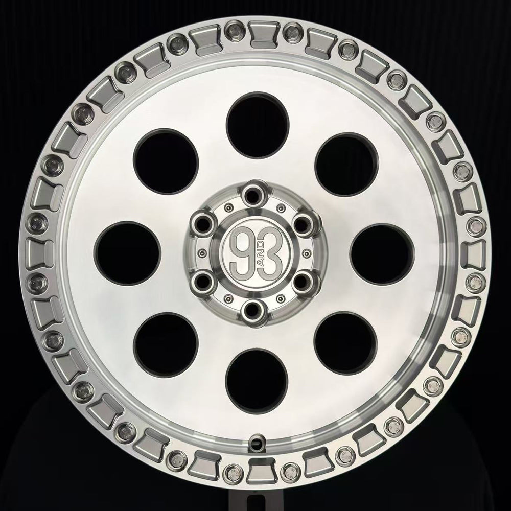 (Set of 4) RT-08R | 6061-T6 Forged | Simulated Beadlock w/ Removable Rings | Machined Clear, Machined Clear Rings (6x135 | 17x8.5, 0mm Offset)