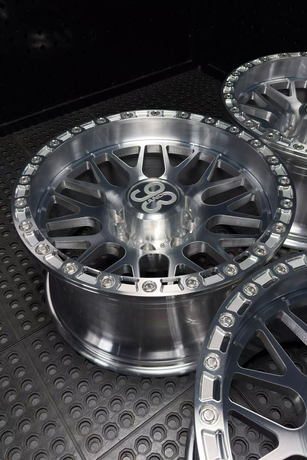 (Set of 4) TX-01R | 6061-T6 Forged | Simulated Beadlock w/ Removable Rings | Machined Clear, Machined Clear Slotted Rings, Stainless Lip Bolts (8x170 | 20x10, -18mm Offset)