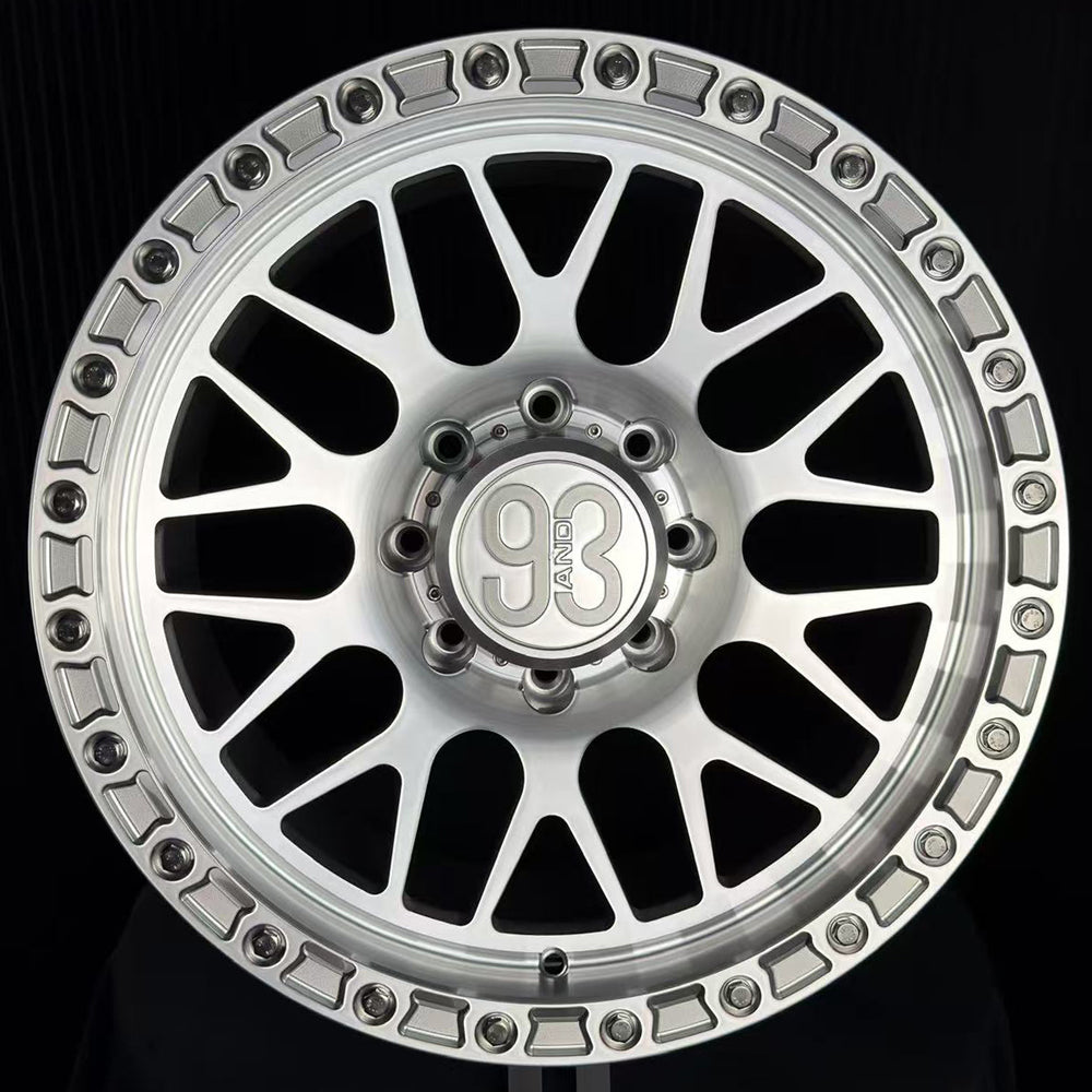 (Set of 4) TX-01R | 6061-T6 Forged | Simulated Beadlock w/ Removable Rings | Machined Clear, Machined Clear Slotted Rings, Stainless Lip Bolts (8x170 | 20x10, -18mm Offset)