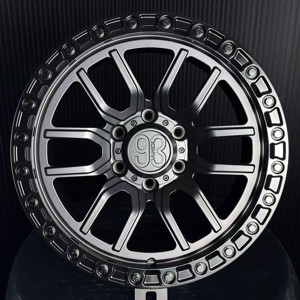 (Set of 4) TX-02R | 6061-T6 Forged | Simulated Beadlock w/ Removable Slotted Rings | Matte Black w/ Gloss Black Rings (6x135 | 17x8.5, 0mm Offset)